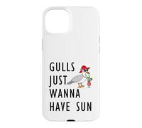 Gulls Just Wanna Have Sun Cartoon Seagull Beach Theme Case for iPhone 15 Plus