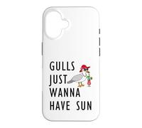 Gulls Just Wanna Have Sun Cartoon Seagull Beach Theme Case for iPhone 16