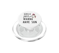 Gulls Just Wanna Have Sun Cartoon Seagull Beach Theme PopSockets PopGrip for MagSafe