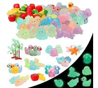 GullSkies 168 Pcs Mini Resin Animals, 13 Styles Luminous Resin Animals Mixed, Dolphins, Ducks, Lizards, Octopuses, Seals, Mushrooms For Fish Tanks Micro Garden Dollhouse Decor DIY Craft