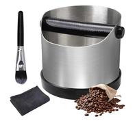 GullSkies Stainless Steel Knock Box for Portafilter with Cleaning Brush and Microfiber Cloth - Coffee Grounds Knock Box, Espresso Recycling Container, Barista Accessories for Home, Café, and Bar