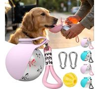 GulpUp Dog Bottle - The 2-in-1 Dog Water Bottle & Bowl for Walking, Portable Stainless Steel with Collapsible Drinking Bowl, Leak-Proof Dog Travel Water Bottle for Puppies/Large Dogs (Pink-A)