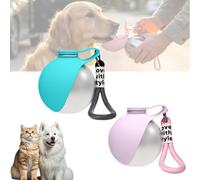 GulpUp The 2-in-1 Dog Water Bottle & Bowl, Portable Leak-Proof Puppy Travel Flask with Foldable Silicon Dispenser, Lightweight Walking Accessory for Outdoor Trips (Blue & Pink)