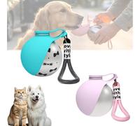 GulpUp The 2-in-1 Dog Water Bottle & Bowl, Portable Leak-Proof Puppy Travel Flask with Foldable Silicon Dispenser, Lightweight Walking Accessory for Outdoor Trips (Printed Blue & Pink)