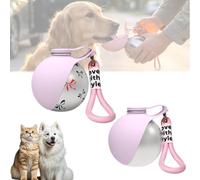 GulpUp The 2-in-1 Dog Water Bottle & Bowl, Portable Leak-Proof Puppy Travel Flask with Foldable Silicon Dispenser, Lightweight Walking Accessory for Outdoor Trips (Printed Pink & Pink)