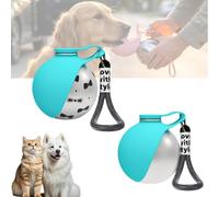 GulpUp The 2-in-1 Dog Water Bottle & Bowl, Portable Leak-Proof Puppy Travel Flask with Foldable Silicon Dispenser, Lightweight Walking Accessory for Outdoor Trips (Printed Blue & Blue)