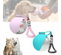 GulpUp The 2-in-1 Dog Water Bottle & Bowl, Portable Leak-Proof Puppy Travel Flask with Foldable Silicon Dispenser, Lightweight Walking Accessory for Outdoor Trips (Printed Pink & Blue)
