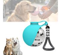 GulpUp The 2-in-1 Dog Water Bottle & Bowl, Portable Leak-Proof Puppy Travel Flask with Foldable Silicon Dispenser, Lightweight Walking Accessory for Outdoor Trips (Printed Blue)