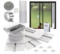 Gulrear 95" Sliding Door AC Vent Kit with Φ 5.9"AC Hose Filter Screen & Weather Stripping Universal 5.0/5.9 Inch Coupler for Window/Sliding Glass Door Portable AC Energy Saving Airtight Seal Pancel