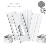 gulrear Dual Hose Portable Air Conditioner Window Vent Kit 26-62" Adjustable with 2 Universal 5.0/5.9" Coupler Security Lock 2 Weather Strippings Fit LG Portable AC Vertical Window Seal Kit