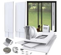 Gulrear Max 105" Sliding Door AC Vent Kit with Filter Screen & 2 weather strippings Energy Saving Airtight Universal 5.0/5.9 Inch AC Hose Coupler Portable AC Balcony Door/Window Seal Plates kit