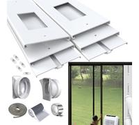 gulrear Sliding Door Air Conditioner Kit with Dual Hose Adjustable Length from 20" to 87" Suitable for 5.9" Diameter Exhaust and Intake Dual Hose Portable AC Sliding Glass Door Vent Kit