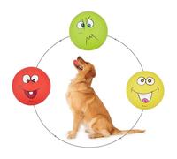 gulucute Dog Squeaky Toys Fun Emoji Latex Squeaky Dog Balls Large Size Chewing Rubber Soft Interactive Fetch Play Dog Balls for Big Dogs (3 PCS)