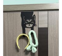 GULURUKIO Cat Over The Door Hangers, Strong Metal Hooks, No-Tools Compact Design Rust-Free Black Coating Over The Door Hanger Hooks Cat Stuff for Home Office Storage, Cat Decor Gifts for Cat Lovers