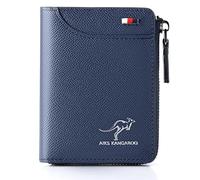 guluxly Men Wallet Zipper Genuine Leather Purse, Aiks Kangaroo Wallets, PU Stylish Soft Simple Design RFID Protected Wallet, Textured Blue