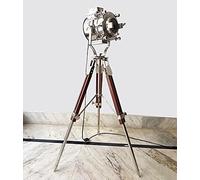 Gulvintilabcal Classic Theatre Spot Light with Solid Wooden Tripod - Floor Lamp Vintage Retro Style Searchlight