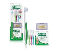 GUM - 124KK Orthodontic Kit - Orthodontic Toothbrush, 3 Proxabrush Sizes, EasyThread Floss, and Mint Ortho Wax