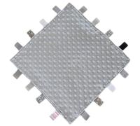 Gum & Berries Baby Taggie Comforter Baby Comfort Blanket with Sensory Tags and Bubble Soft Touch Foil Print Pattern Soft Sherpa Satin Back Pram Blanket Crib Wrap Grey 35 cm x 35 cm