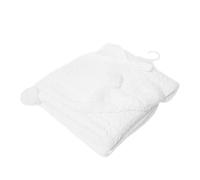 Gum & Berries Baby Wrap Cable Knit Pom Pom Soft Sherpa Back Pram Blanket Soft Touch White 75 cm x 90 cm