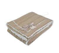 Gum & Berries Baby Wrap Chevron Cable Knit Satin Bow Soft Sherpa Back Pram Blanket Soft Touch Coffee 75 cm x 90 cm