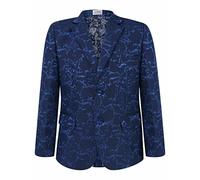 Gum & Berries Boys Blazer Kid Suit Jacket Lightning Print Smart Casual Formal Coat Royal Blue, 11-12 Years