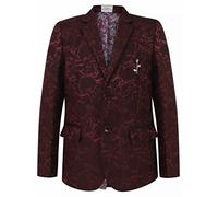 Gum & Berries Boys Blazer Kid Suit Jacket Lightning Print Smart Casual Formal Coat Wine, 9-10 Years
