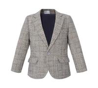 Gum & Berries Boys Tweed Check Blazer Formal Party Kids Long Sleeve Button Notch Lapel Beige