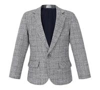 Gum & Berries Boys Tweed Check Blazer Formal Party Kids Long Sleeve Button Notch Lapel Grey