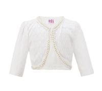 Gum & Berries Girls Long Sleeve Floral Lace Bolero Cardigan Kids Shrug Cover Up Beaded Textured Pearls Design Special Occasion Smart Look Top Ivory 4-5 Years