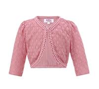 Gum & Berries Girls Long Sleeve Floral Lace Bolero Cardigan Kids Shrug Cover Up Beaded Textured Pearls Design Special Occasion Smart Look Top Dusty Pink 13 Years