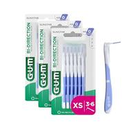 GUM BI-Direction Dual Position interdental Brushes | 90-Degree Positioning |Teeth Cleaning and Plaque Removal | 0.6mm, ISO 0 | Size XS | 3x6 Bundle