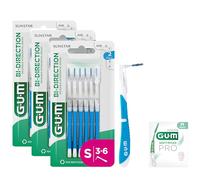 GUM BI-Direction Dual Position interdental Brushes | 90-Degree Positioning |Teeth Cleaning and Plaque Removal | 1.4mm, ISO 4 | Size M | 3x6 Bundle (+1 Bonus Sample)