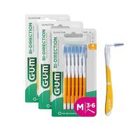 GUM BI-Direction Dual Position interdental Brushes | 90-Degree Positioning |Teeth Cleaning and Plaque Removal | 1.4mm, ISO 4 | Size M | 3x6 Bundle