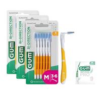 Gum BI-Direction Dual Position interdental Brushes | 90-Degree Positioning |Teeth Cleaning and Plaque Removal | 1.4mm, ISO 4 | Size M| 3 x 6 Bundle (+1 Bonus Sample)