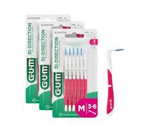 GUM BI-Direction Dual Position interdental Brushes | 90-Degree Positioning |Teeth Cleaning and Plaque Removal | 1.2mm, ISO 3 | Size M | 3x6 Bundle
