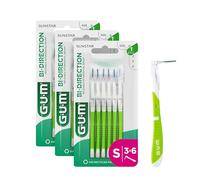 GUM BI-Direction Dual Position interdental Brushes | 90-Degree Positioning |Teeth Cleaning and Plaque Removal | 0.7mm, ISO 1 | Size XS| 3x6 Bundle