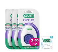 GUM Ortho Floss | removes Plaque from Between Teeth | expands into Large interdental Spaces | Built-in Threader | 2X (+1 Bonus Sample)