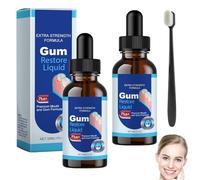 Gum Repair for Receding Gums Gingivitis Treatment 2 Pieces of Gum Repair Drops and 1 Pcs Flat-Head Toothbrush Deeply Cleans Bad Breath, Small and Easy to Carry (30ml*2)