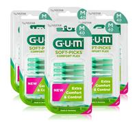 GUM Soft-Picks Comfort Flex Interdental Cleaners | Cleaning Between Teeth and Plaque Removal | Wide Grip and Flexible Neck (M - [3x40])