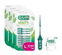 GUM Soft-Picks Minty Rubber Picks | Refreshing Mint Flavour | Teeth Cleaning and Plaque Removal | Size L | 3x40 Bundle (+ 1 Bonus Sample)