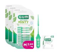 GUM Soft-Picks Minty Rubber Picks| Refreshing Mint Flavour |Teeth Cleaning and Plaque Removal | Size M | 3x40 Bundle (with 1 Bonus Sample)
