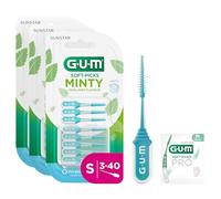 Gum Soft-Picks Minty Rubber Picks | Refreshing Mint Flavour | Teeth Cleaning and Plaque Removal | Size S | 3x40 Bundle (+1 Bonus Sample)