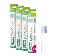 GUM Sonic Daily Replacement Heads for Battery Powered Toothbrush | x4 Packs of 2 (x6 Refill Heads in Total) | Black