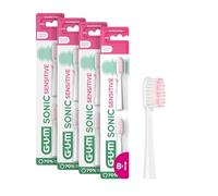 GUM Sonic Sensitive Replacement Heads for Battery Powered Toothbrush | x4 Packs of 2 (x8 Refill Heads in Total) | White