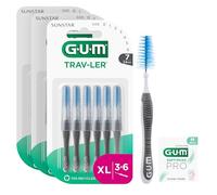 GUM TRAV-LER | interdental Brushes | Bendable Handle | Thorough Cleaning Between Teeth and Plaque Removal | 2.6 mm, ISO 7 | Size XL | 3x6 Bundle (with 1 Bonus Sample)