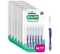 Gum TRAV-LER | interdental Brushes | Bendable Handle | Thorough Cleaning Between Teeth and Plaque Removal | 1.2 mm, ISO 3 | Size M | 6x6 Multipack