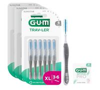 GUM TRAV-LER | interdental Brushes | Bendable Handle | Thorough Cleaning Between Teeth and Plaque Removal | 2.0 mm, ISO 6 | Size XL | 3x6 Bundle (with 1 Bonus Sample)