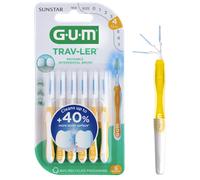 GUM Trav-ler Interdental brushes 6 pieces ISO 4 Yellow 1.3mm, pack of 3 (3x 6 pieces)