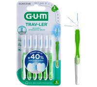 6 pieces Gum Trav-ler 1.1 mm interdental brushes + 6 caps