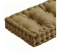 Gumatea 4in Thick Custom Bench Cushions With Ties And Handle Velvet Fabric Button Tufted Design Bench Cushion For Window Floor Sofa Chair Living Room Patio Porch Swing Seat Pads(Yellow-2,16x68in)